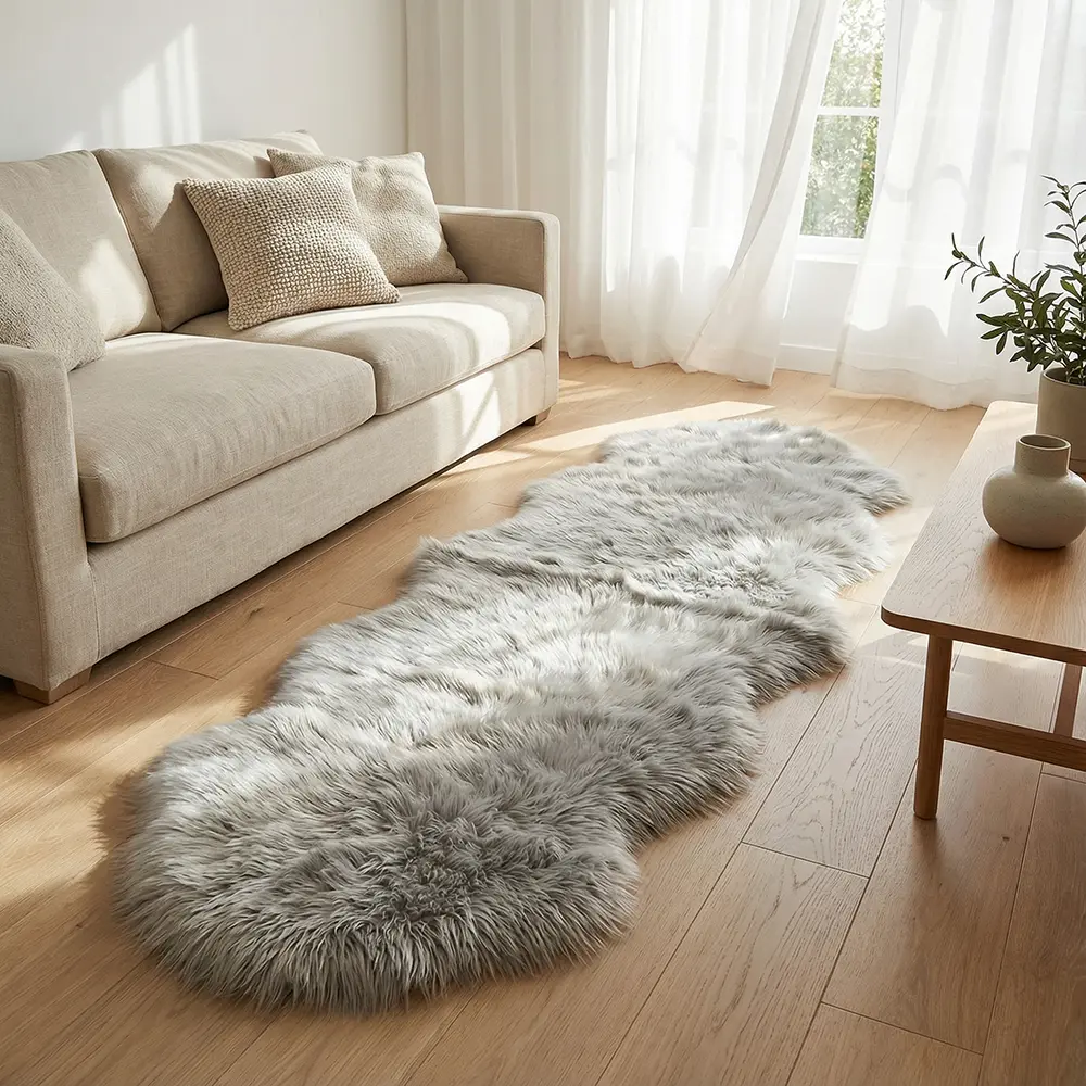 Gray Cloud Shape 60cmx180cm Fur Rug