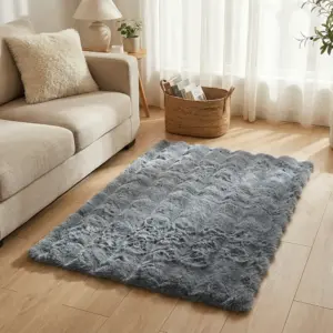 Gray Rectangular Shape 60x90cm Cloud Fur Rug