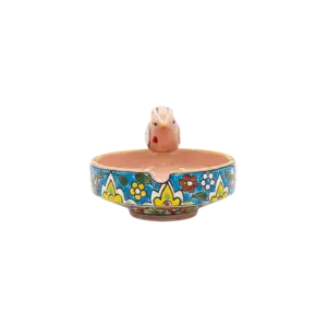Handmade Floral Pattern Ashtray with Bird Design