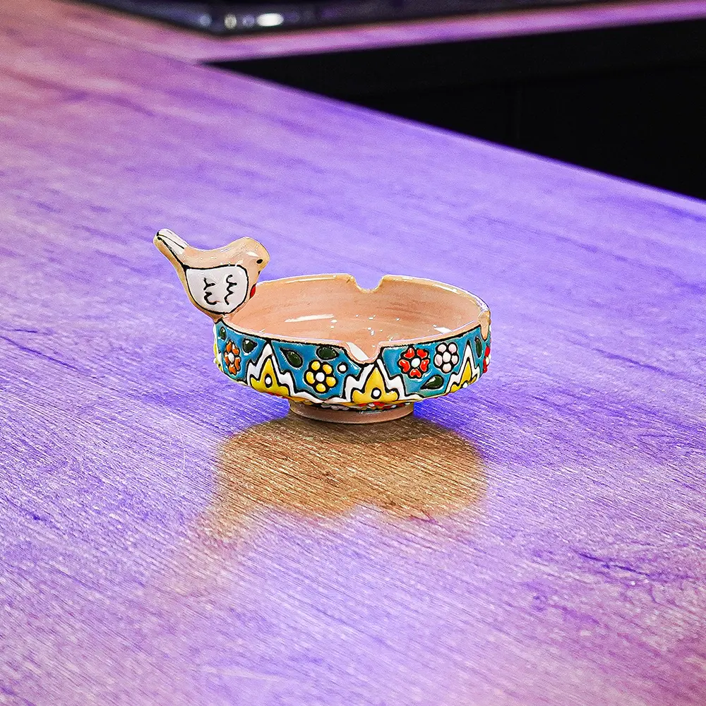 Handmade-Floral-Pattern-Ashtray-with-Bird-Design1 Handmade Floral Pattern Ashtray with Bird Design1