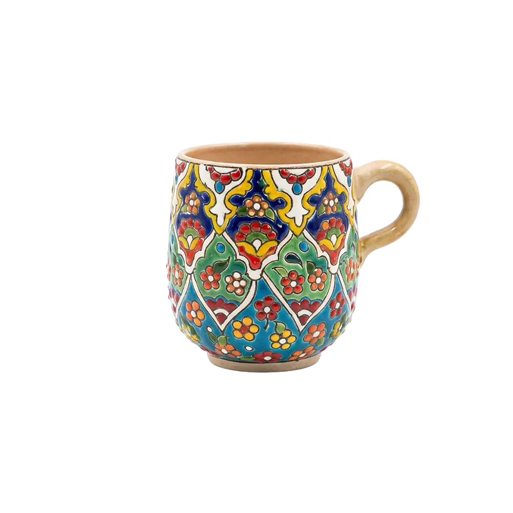 Handmade-Floral-Pattern-Beige-Mug Handmade Floral Pattern Beige Mug