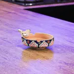 Handmade-Floral-Pattern-Dark-Blue-Ashtray-with-Bird-Design1 Handmade Floral Pattern Dark Blue Ashtray with Bird Design1