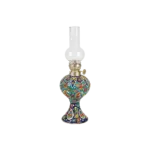 Handmade Floral Pattern Oil Lamp with Glass Chimney