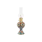 Handmade Floral Pattern Oil Lamp with Glass Chimney