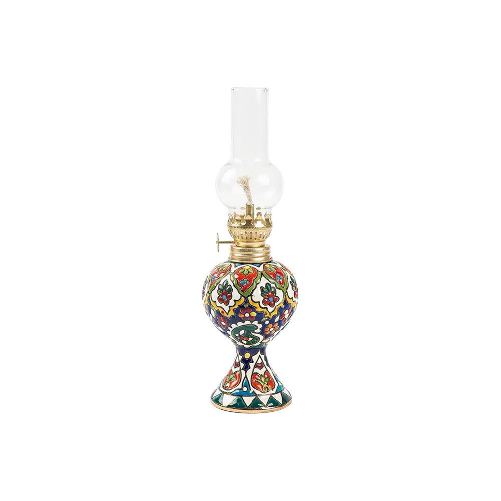 Handmade-Floral-Pattern-Oil-Lamp-with-Glass-Chimney-3 Handmade Floral Pattern Oil Lamp with Glass Chimney