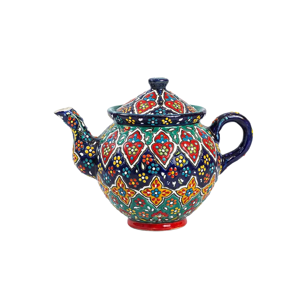 Handmade Floral Pattern Tea Pot with Lid