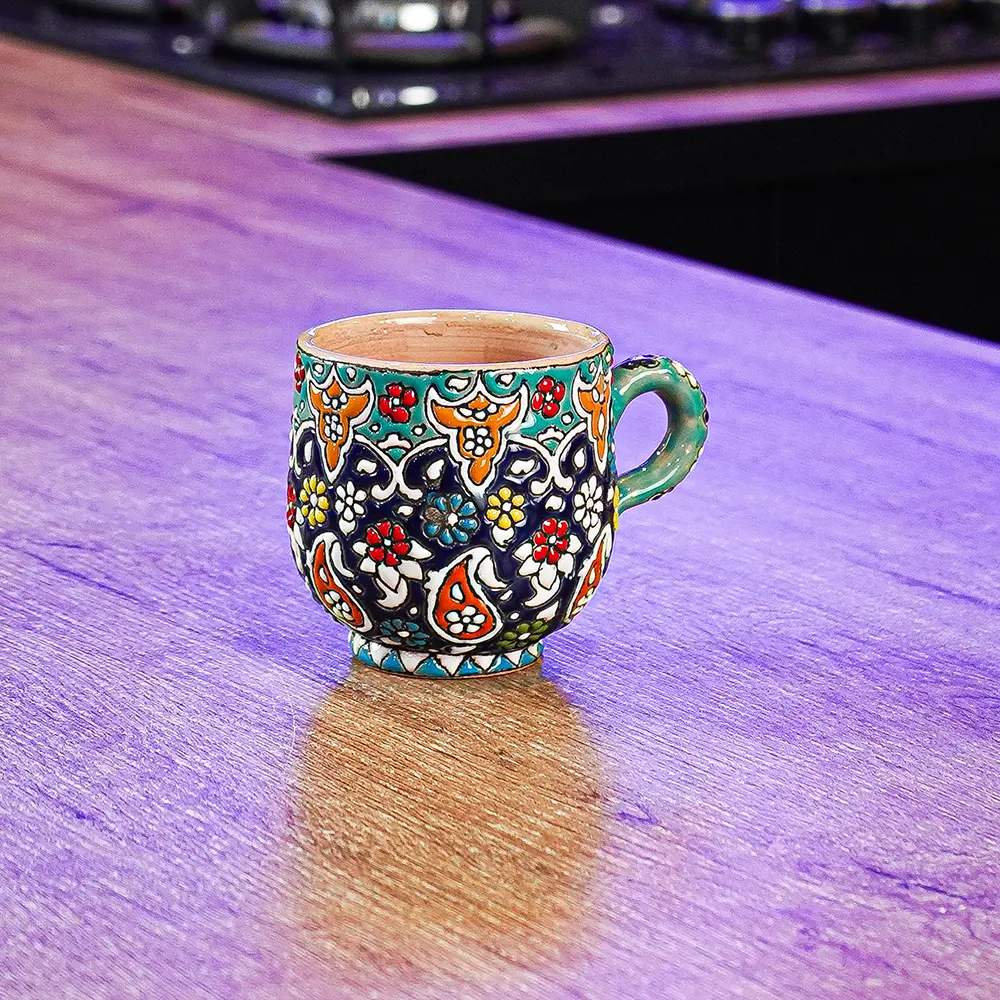 Handmade-Floral-Pattern-Turquoise-Mug1 Handmade Floral Pattern Turquoise Mug1
