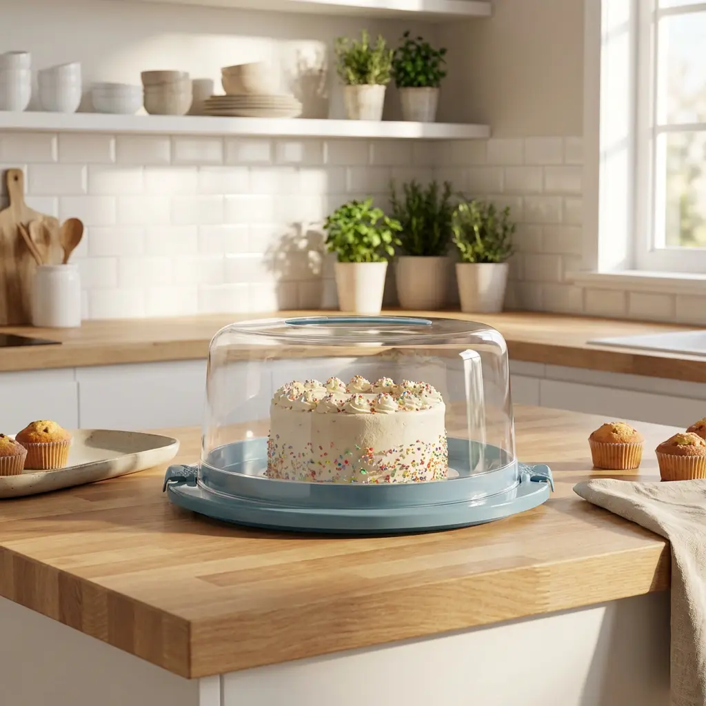 Hobby Life Round Cake Dome with Blue Serving Base & Handle1