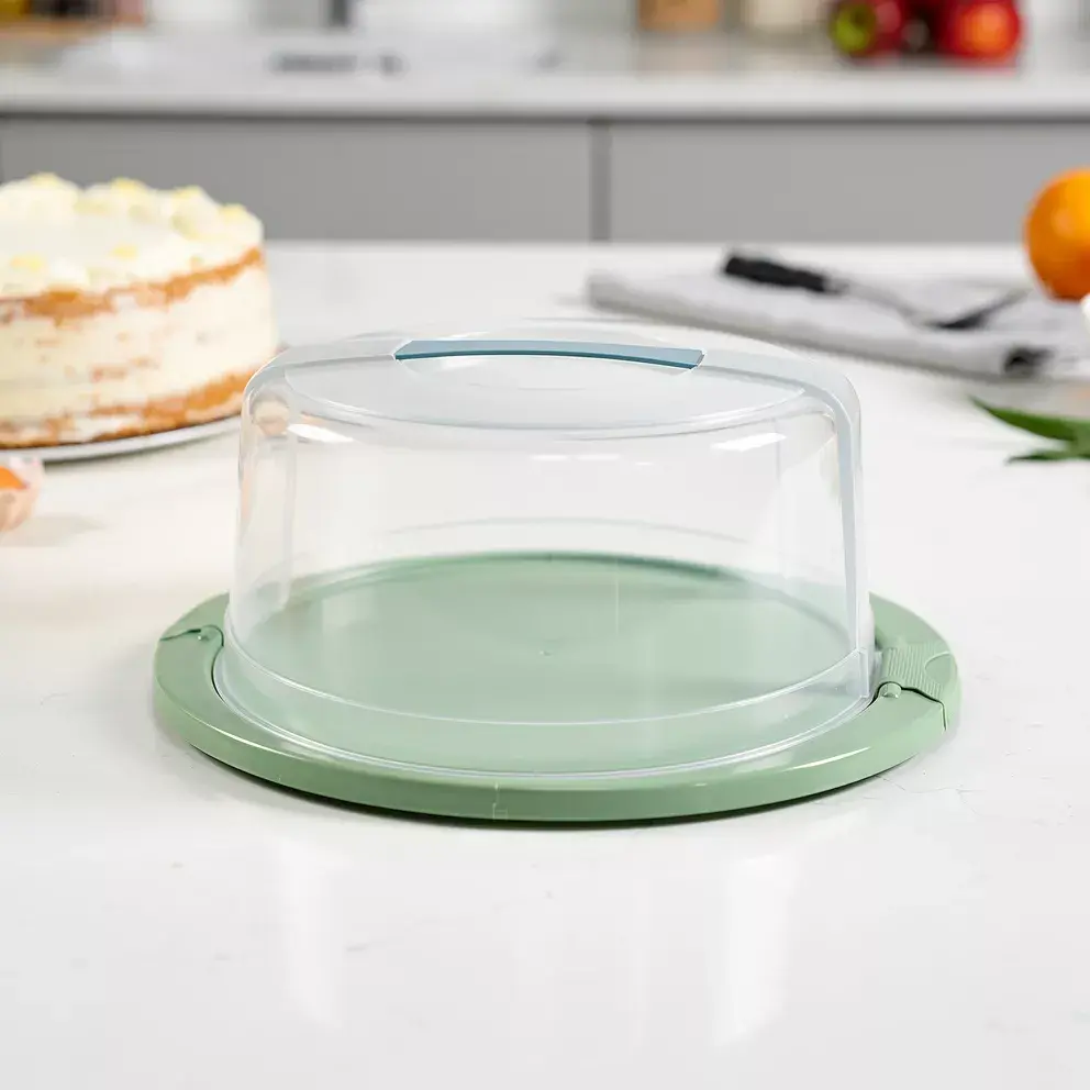 Hobby Life Round Cake Dome with Green Serving Base & Handle1