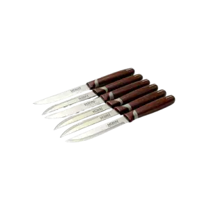 MOMAZ 12 Piece Table Knife Set Brown Handle