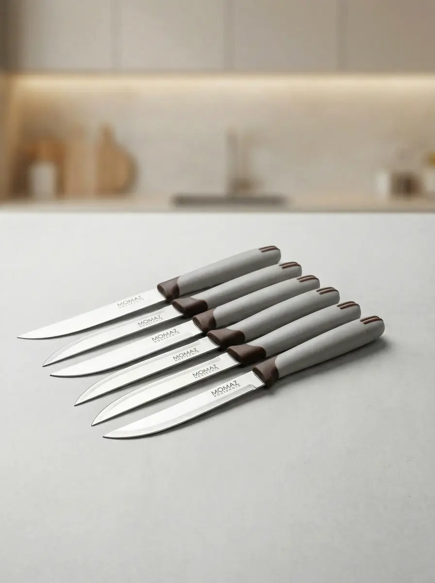MOMAZ 12 Piece Table Knife Set White Handle1