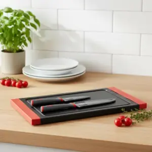 MOMAZ 3Pcs Coloured Knife Set & Cutting Board1