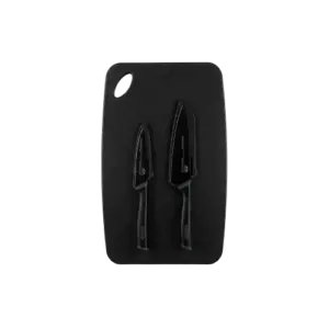 MOMAZ 3Pcs German Steel Knife Set with Cutting Board Black