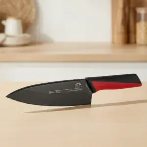 MOMAZ 8 Chef’s Knife with Sheath Black with Red1