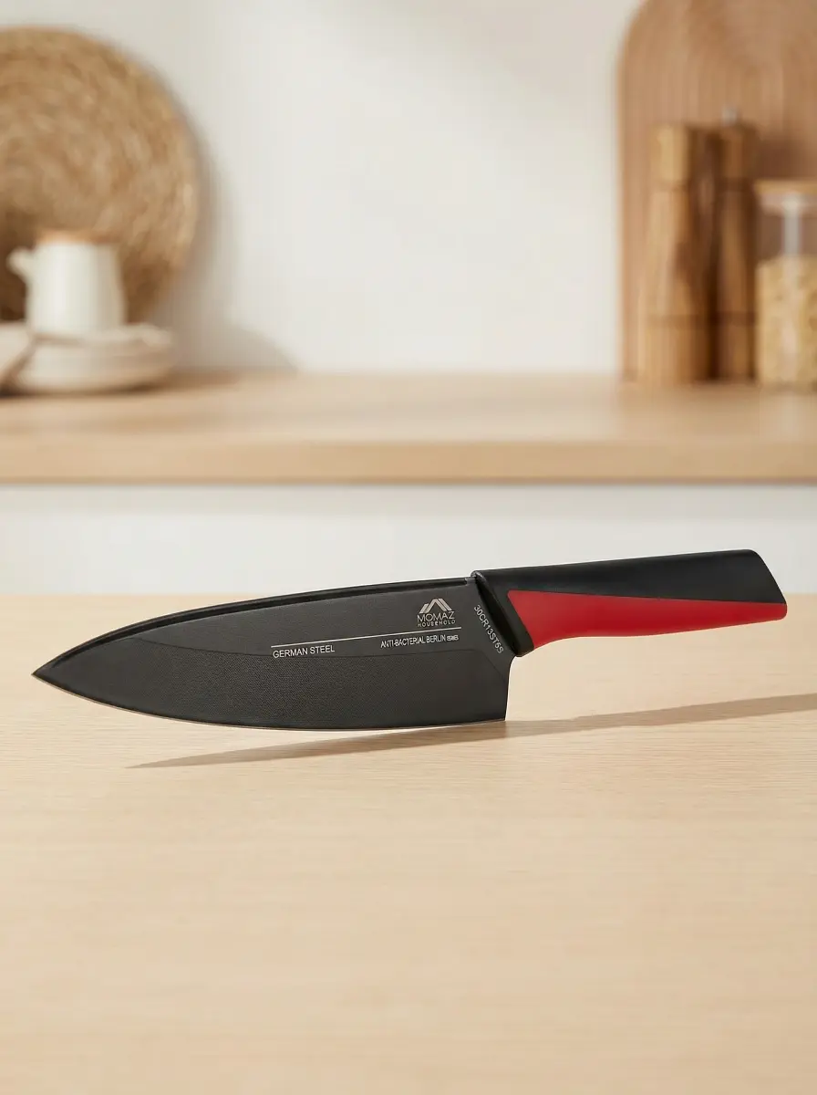 MOMAZ-8-Chef’s-Knife-with-Sheath-Black-with-Red1 MOMAZ 8 Chef’s Knife with Sheath Black with Red1