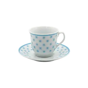 Momaz 12pcs Modern White Coffee Cup & Saucer with Blue Stars