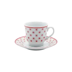 Momaz 12pcs Modern White Coffee Cup & Saucer with Bordoue Stars