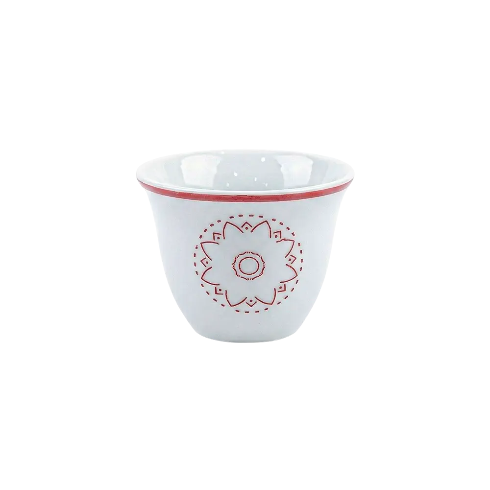 Momaz 12pcs White Coffee Cup with Red Motif
