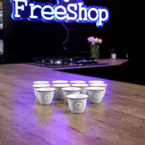 Momaz 12pcs White Coffee Cup with Red Motif1