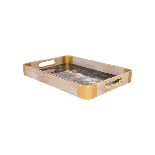 Momaz 2pcs Floral Design Serving Trays Set1