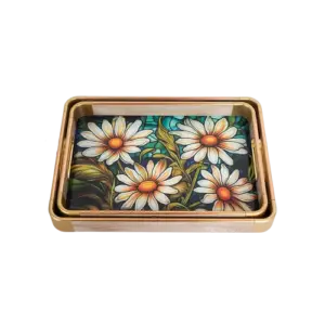 Momaz 2pcs Flowers Design Serving Trays Set
