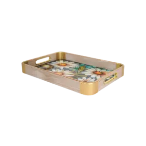 Momaz 2pcs Flowers Design Serving Trays Set1