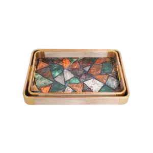 Momaz 2pcs Geometric Pattern Design Serving Trays Set