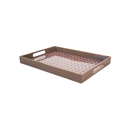 Momaz 2pcs Rectangular Serving Trays Set with Golden Rim1