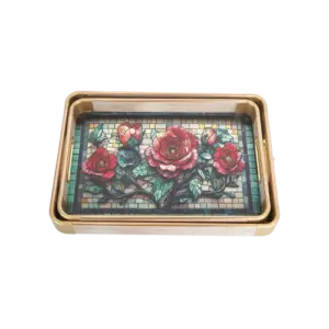 Momaz 2pcs Red Flowers Design Serving Trays Set