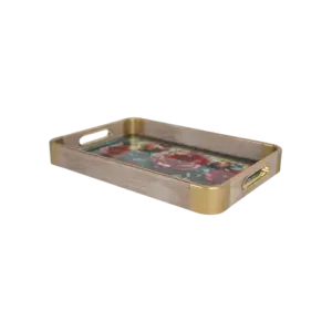 Momaz 2pcs Red Flowers Design Serving Trays Set1