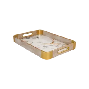 Momaz 2pcs White Marble Design Serving Trays Set1