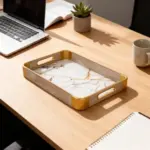 Momaz 2pcs White Marble Design Serving Trays Set2