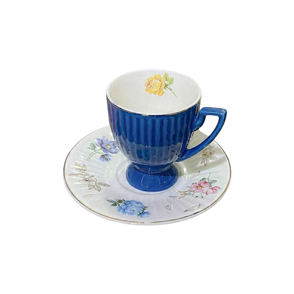 Momaz-6pcs-Classic-Blue-Coffee-Cup-with-Floral-Saucer Momaz 6pcs Classic Blue Coffee Cup with Floral Saucer