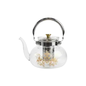 Momaz Decorative Glass 1.4L Teapot with Stainless Steel Handle