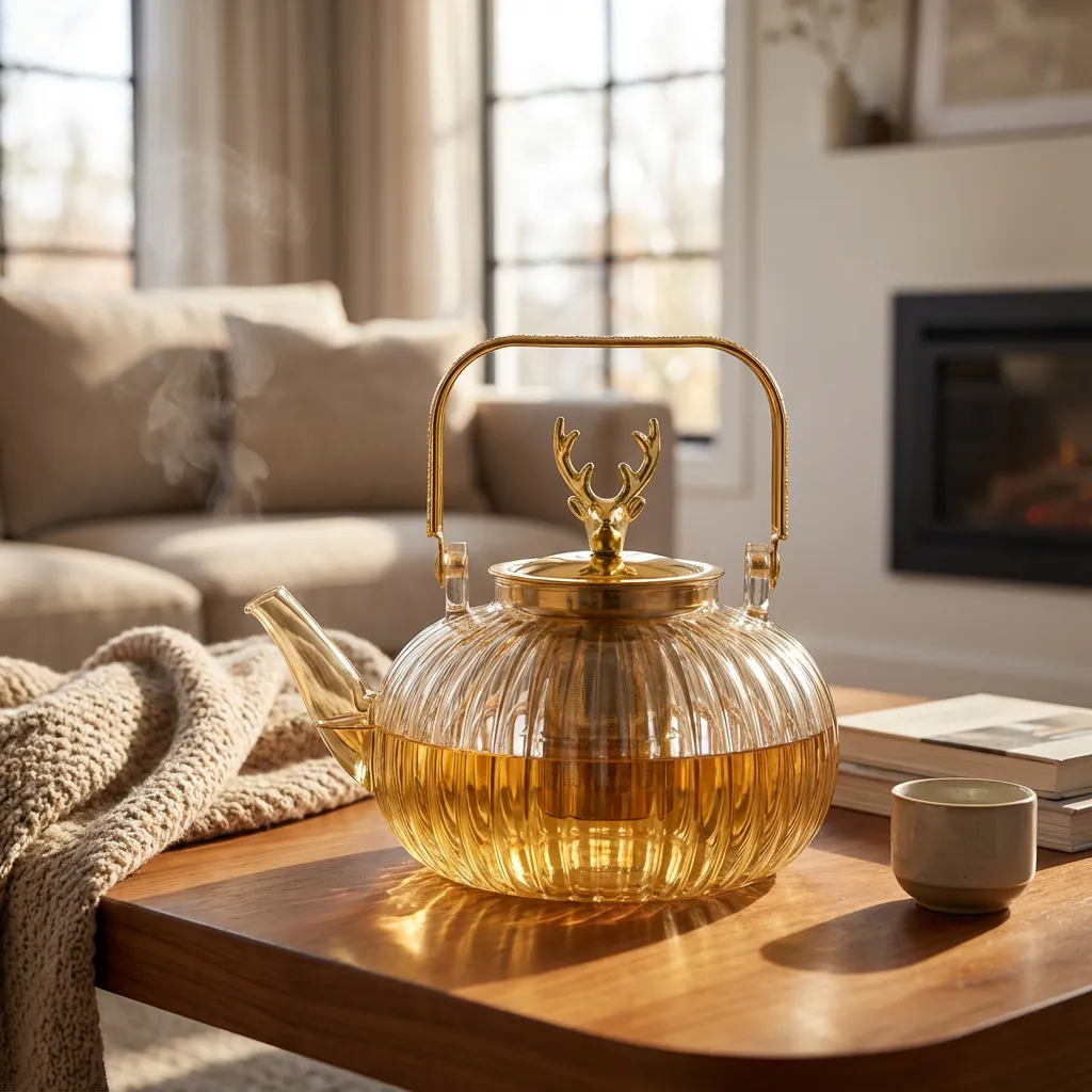 Momaz-Elegant-Ribbed-1.5L-Glass-Teapot-with-Golden-Handle1 Momaz Elegant Ribbed 1.5L Glass Teapot with Golden Handle1