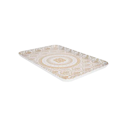 Momaz Melamine Gold & White Serving Tray1