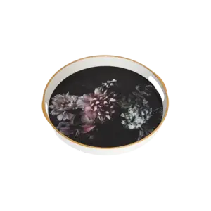 Momaz Melamine Round Serving Tray with Golden Rim