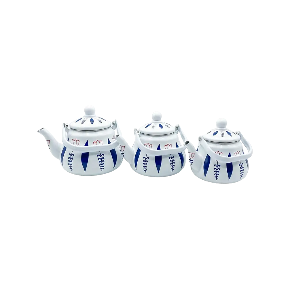 Momaz-set-of-3-Blue-Elegant-Floral-Enamel-Tea-Kettle Momaz set of 3 Blue Elegant Floral Enamel Tea Kettle