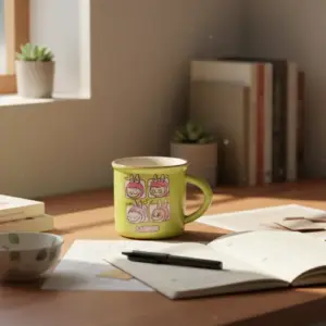 Pastel Green Labubu Coffee Cup1