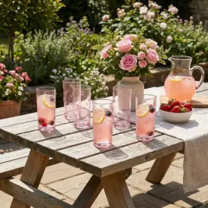 Pink Set of 6 Tall Drinking Glass1