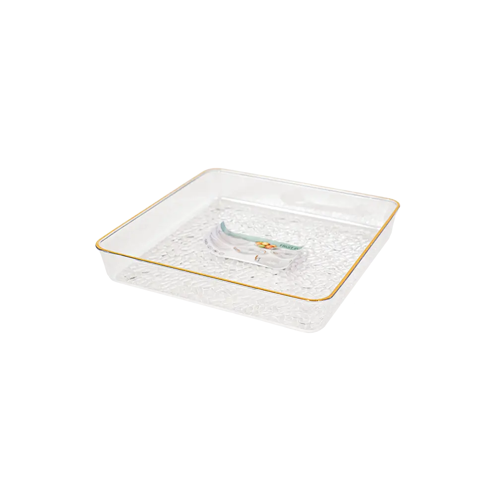 Plexi 20x20cm Golden Rim Squared Serving Plate
