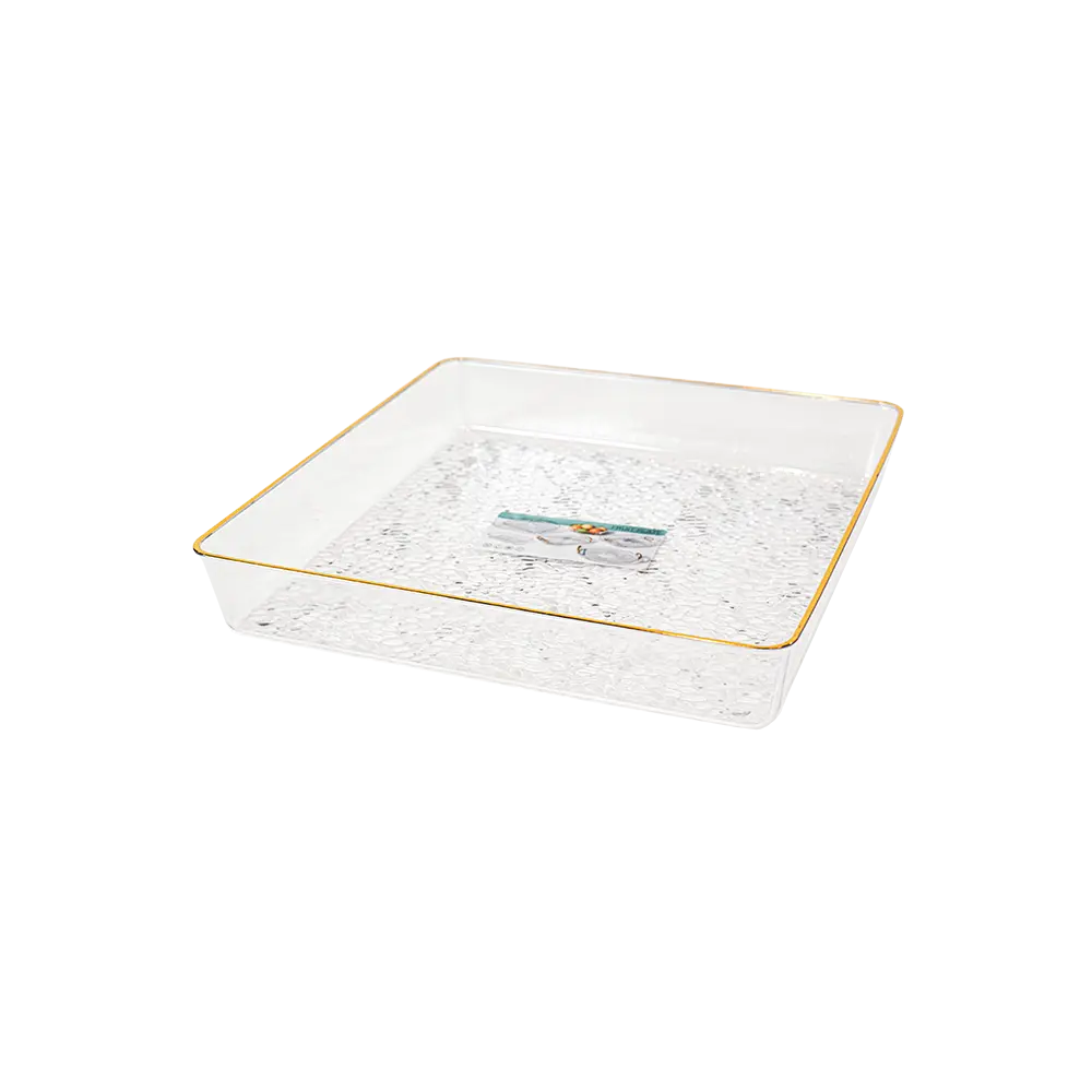 Plexi 26x26cm Golden Rim Squared Serving Plate