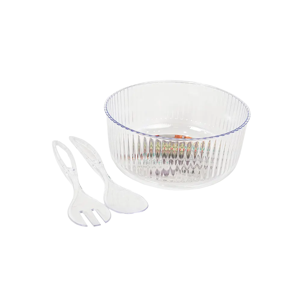 Plexi Transparent 300ml Salad Bowl with Spoon and Fork2