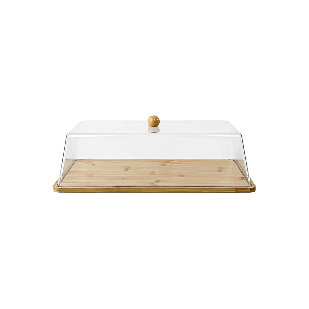 Rectangular-Cake-Display-Box-with-Wooden-Base Rectangular Cake Display Box with Wooden Base