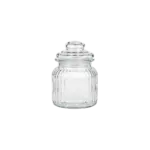 Ribbed Glass Storage 785 ml Jar with Airtight Press Lid