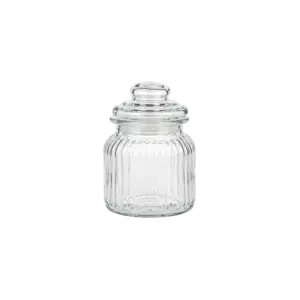 Ribbed Glass Storage 785 ml Jar with Airtight Press Lid