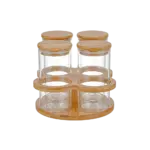 Rotating Glass Set of 4 Spices Jar