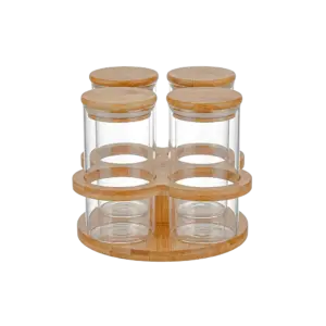 Rotating Glass Set of 4 Spices Jar