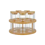 Rotating Set of 6 Glass Storage Spices Jar