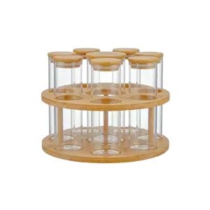 Rotating Set of 6 Glass Storage Spices Jar